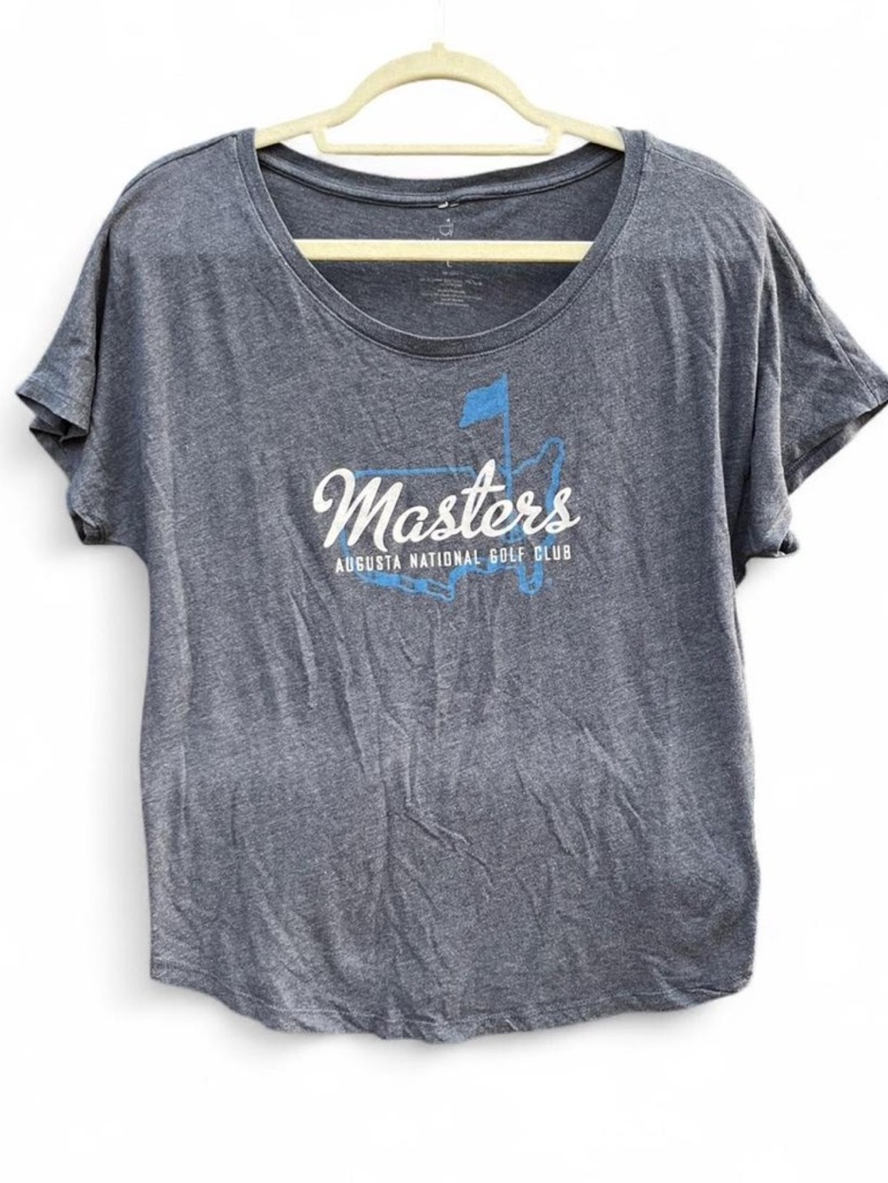 Munster Gray Scoop-Neck Masters Graphic Tee with Blue Accent